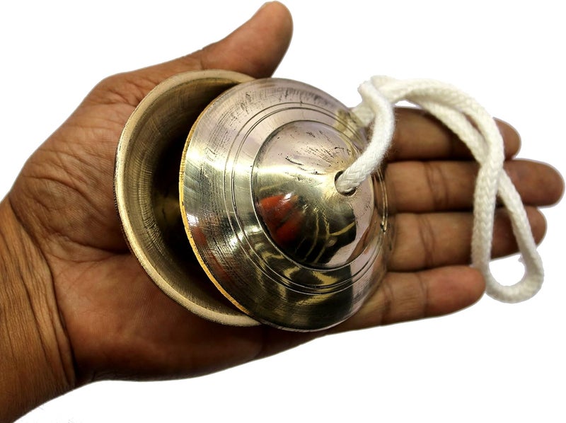 إسبلانيد مجموعة eSplanade Brass Manjeera من الصنجات المتصادمة، صنجات يدوية، آلة إيقاعية معدنية (ذهبية) - Image 3