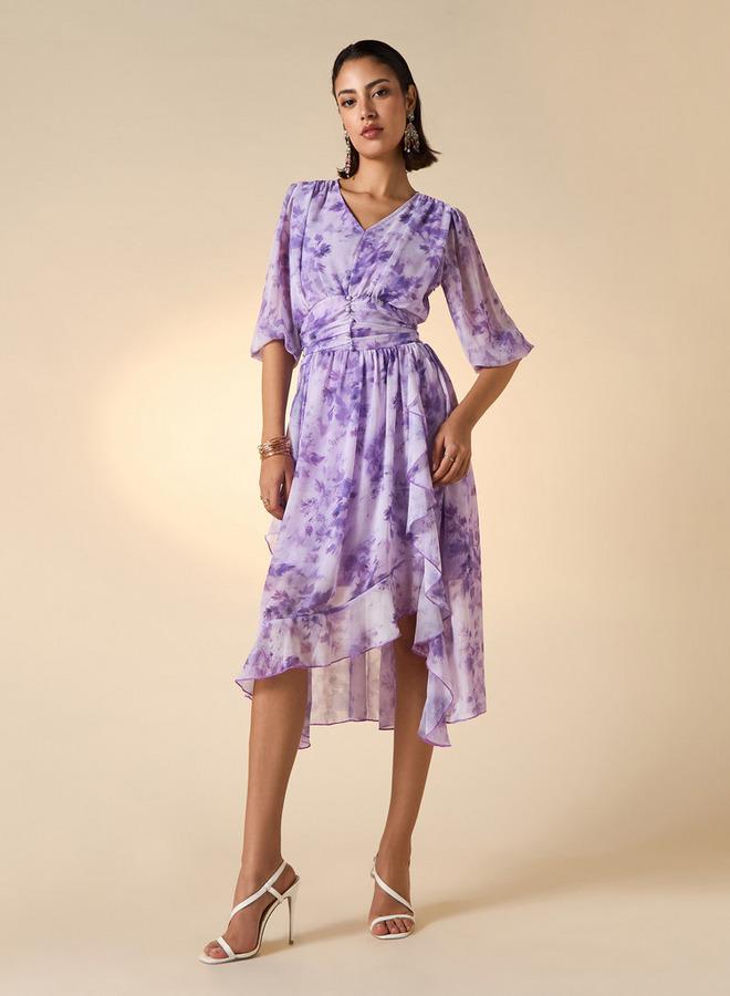 تواكستريمز فستان ميدي بكشكش وتفاصيل كسرات وطبعات أزهار من تو إكستريمز - Image 2