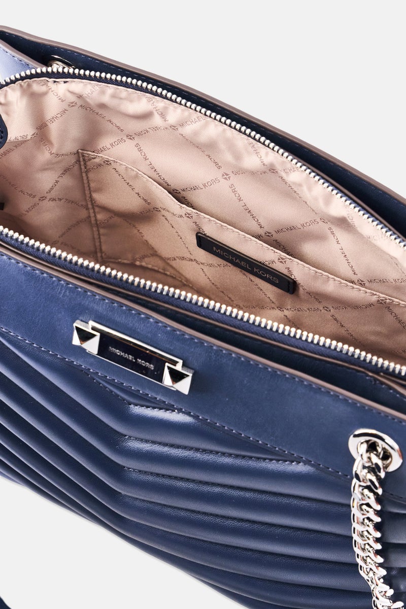 Michael Kors Women Brand Logo Shoulder Bag, Navy - Image 3