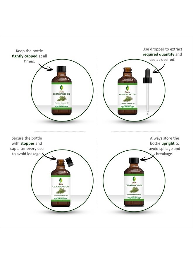 SVA Organics - SVA Cedarwood Oil 4oz (118 ml) Premium Essential Oil with Dropper for Diffuser, Aromatherapy, Skin Care, Hair Care & Massage - Image 1