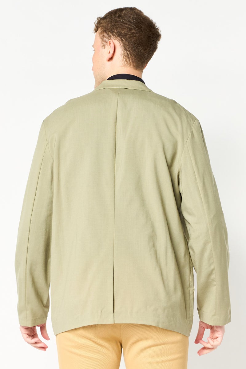 SELECTED Men Regular Fit Solid Semi Formal Blazer, Olive - Image 2