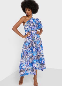 One Shoulder Printed Dress