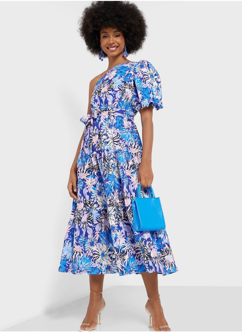 ELLA - One Shoulder Printed Dress - Image 1