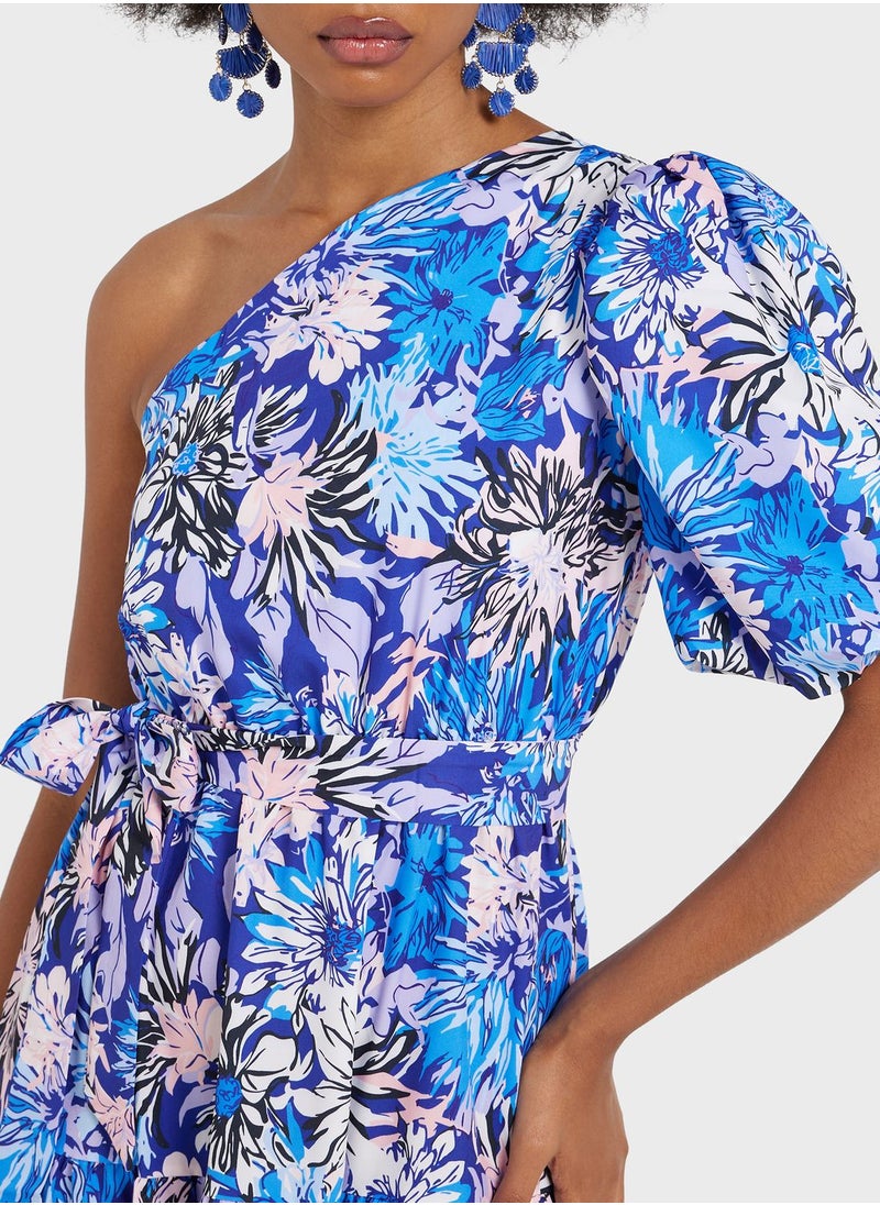 ELLA - One Shoulder Printed Dress - Image 1