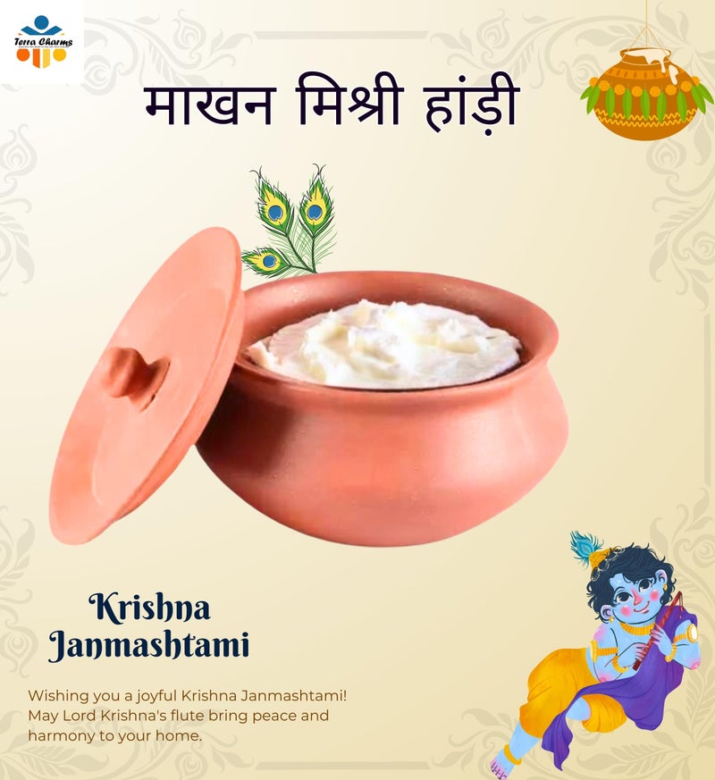 Terra Charms Clay Handi for Handi of Miracles: Janmashtami’s Sacred Tradition Clay Pot Cooking & Serving Makhan Mishari Cooking Pot Hand Craft Making Curd Bowl Pack of 1Pcs in 1800ML… (Large) - Image 2
