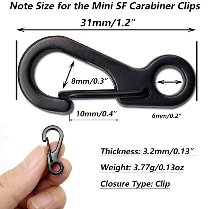 EFFIET 12pcs Mini SF Alloy Carabiner Clip Key Clips for Keychains, EFFIET Small Spring Snap Hook Carabiners for EDC Key, Dog Tags, 7 Strand Paracord and Hanging Camera Strap Lugs Camping Tent - Image 2