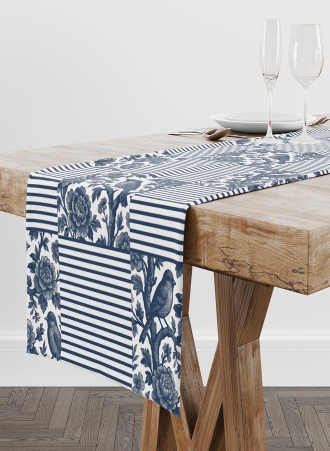 Astitva Cotton Table Runner 13x72 Inches | Blue Strips Table Runner for Dining Table, Wedding, Party & Home Decor | Elegant Centrepiece for 6-Seater Tables - Image 2
