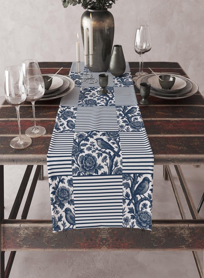 Astitva Cotton Table Runner 13x72 Inches | Blue Strips Table Runner for Dining Table, Wedding, Party & Home Decor | Elegant Centrepiece for 6-Seater Tables - Image 5