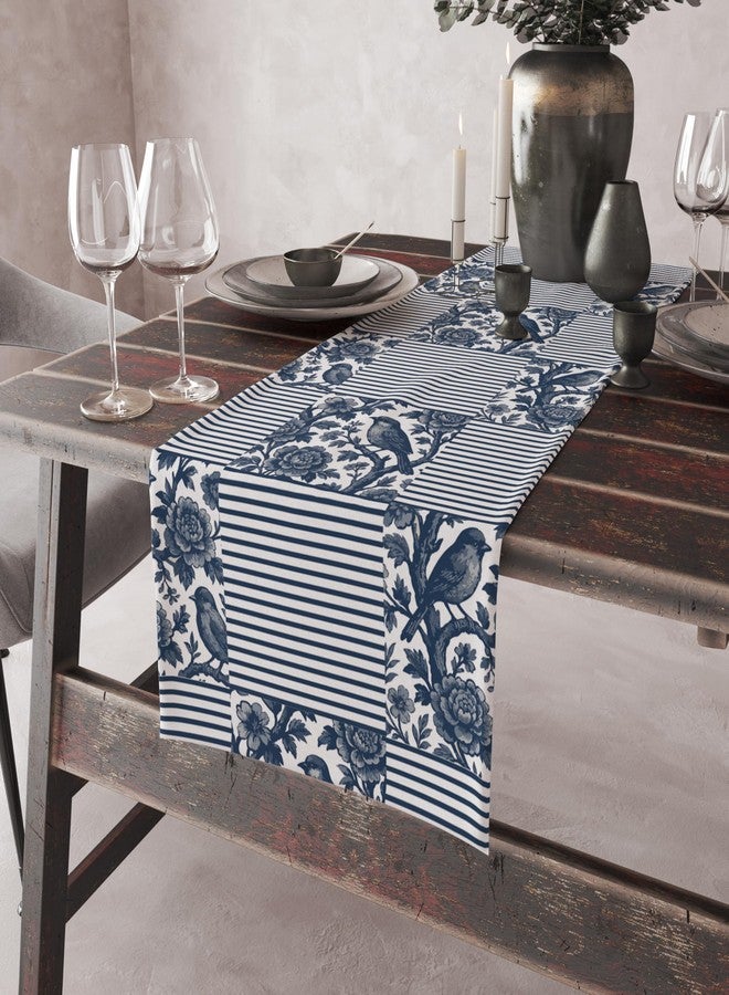 Astitva Cotton Table Runner 13x72 Inches | Blue Strips Table Runner for Dining Table, Wedding, Party & Home Decor | Elegant Centrepiece for 6-Seater Tables - Image 4