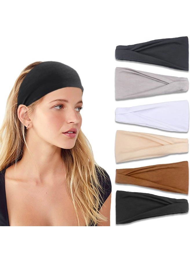 IVARYSS Headbands for Women, Non-Slip, Premium Stretchy Head Bands Hair Accessories,Wear for Yoga, Fashion, Working Out, Travel or Running, 6 Pack, Neutral  - Image 1