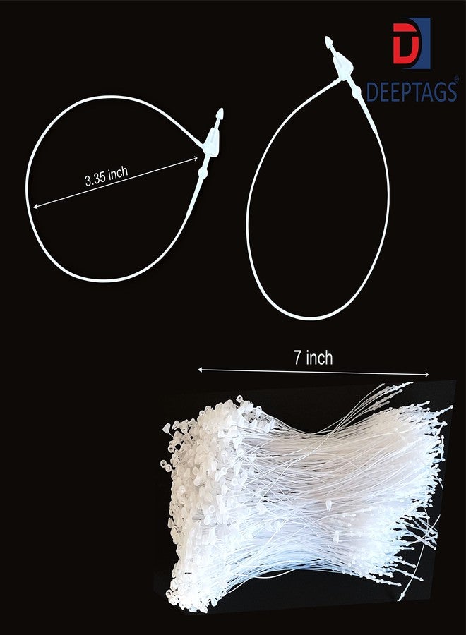 DEEPTAGS Synthetics 7" Plastic String Loop Fastener Hang Tag Snap Lock Fasteners Pin Security Loop for Retail Store Clothing Price Pins, White - 5000 Pieces - Image 2