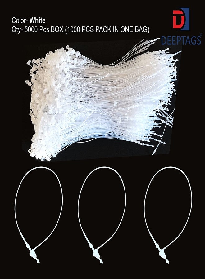 DEEPTAGS Synthetics 7" Plastic String Loop Fastener Hang Tag Snap Lock Fasteners Pin Security Loop for Retail Store Clothing Price Pins, White - 5000 Pieces - Image 5