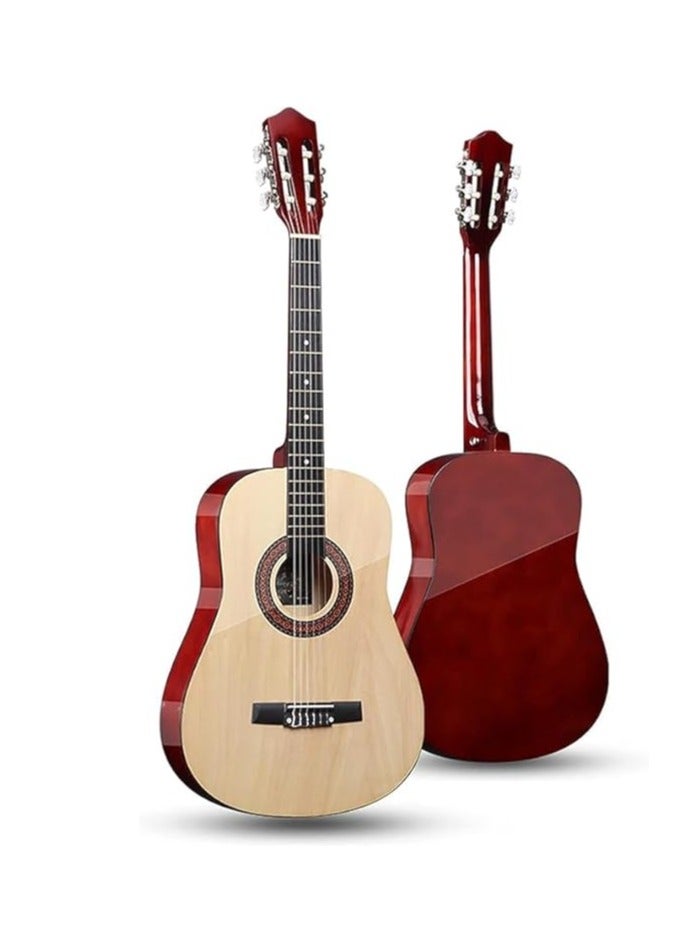 Megarya 38 Inch Classic Acoustic Wooden Guitar for Beginners Students (Natural) - Image 1