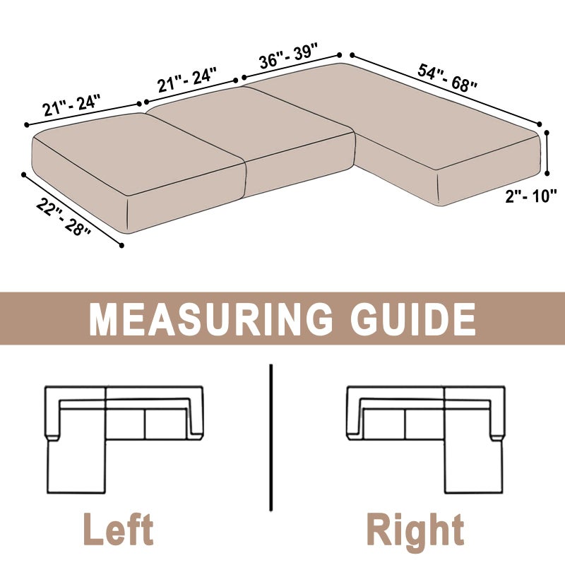 BT.WA Sectional Couch Covers for 3-Piece Seat Cushion Velvet Separate L Shape Couch Cover Stretch Sofa Slipcover with 2 Pieces Pillowcases Furniture Protector (Sofa 2 Seater + 1 Chaise  Tan) - Image 5
