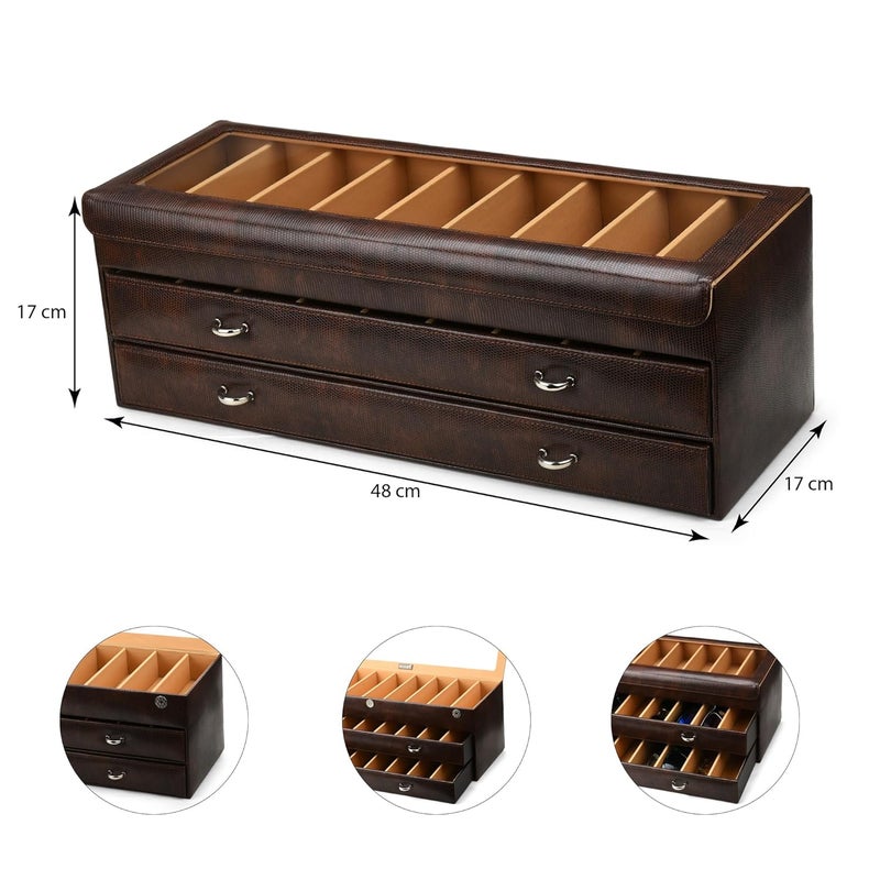 essart Faux Leather Luxury Sunglass Storage Case Premium Leather Eyewear Organizer Box Elegant Protective Case for Men & Women Sunglasses luxury chashma box - Image 5