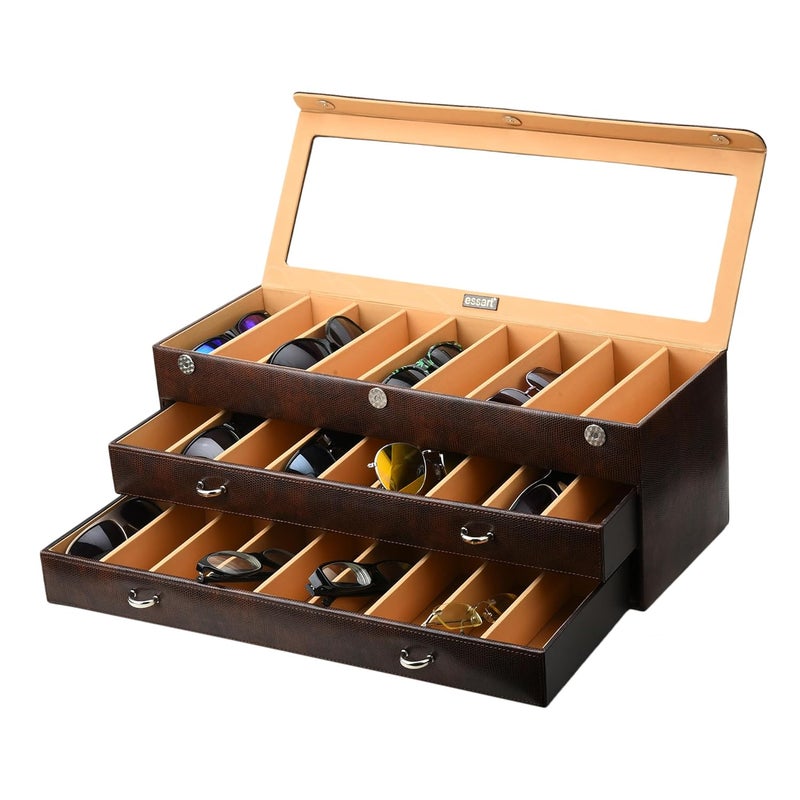 essart Faux Leather Luxury Sunglass Storage Case Premium Leather Eyewear Organizer Box Elegant Protective Case for Men & Women Sunglasses luxury chashma box - Image 1