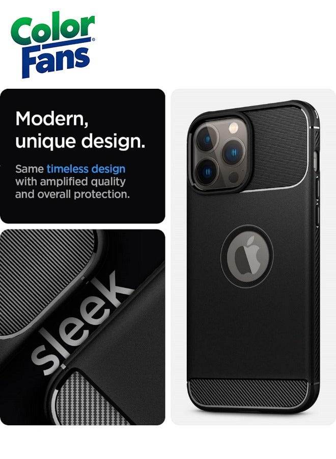 Color Fans Rugged Armor iPhone 13 Pro Case Matte Black - Image 2