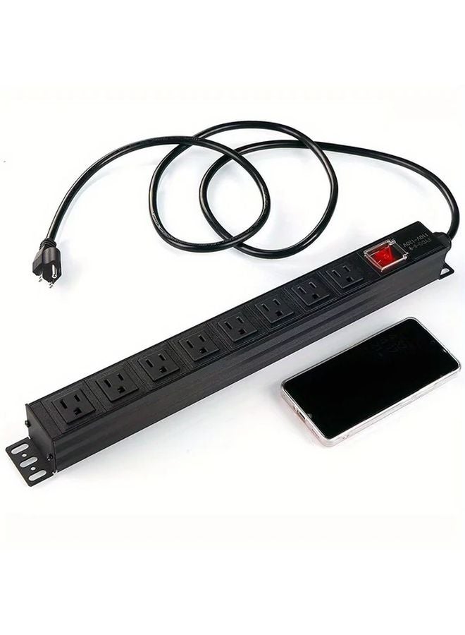 Heavy Duty 8 Outlet Metal Power Strip 15A Surge Protector 6ft Drag Line Board Extension Cord - Image 1