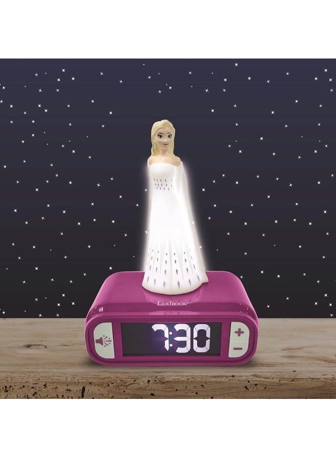 Lexibook Disney Frozen 2 Elsa Digital Alarm Clock for Kids – Digital Bedside Clock with Night Light, Snooze Function & Frozen Sound Effects, Luminous Elsa Display Children's Alarm Clock, Blue - Image 4