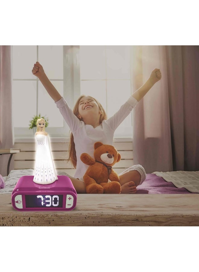 Lexibook Disney Frozen 2 Elsa Digital Alarm Clock for Kids – Digital Bedside Clock with Night Light, Snooze Function & Frozen Sound Effects, Luminous Elsa Display Children's Alarm Clock, Blue - Image 5