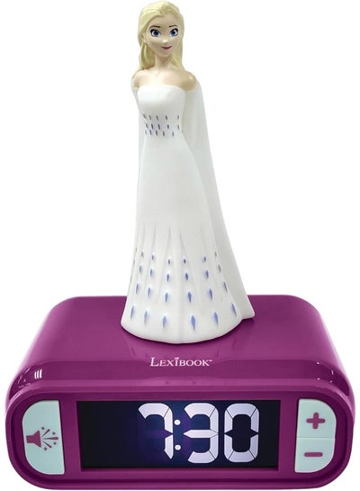 Lexibook Disney Frozen 2 Elsa Digital Alarm Clock for Kids – Digital Bedside Clock with Night Light, Snooze Function & Frozen Sound Effects, Luminous Elsa Display Children's Alarm Clock, Blue