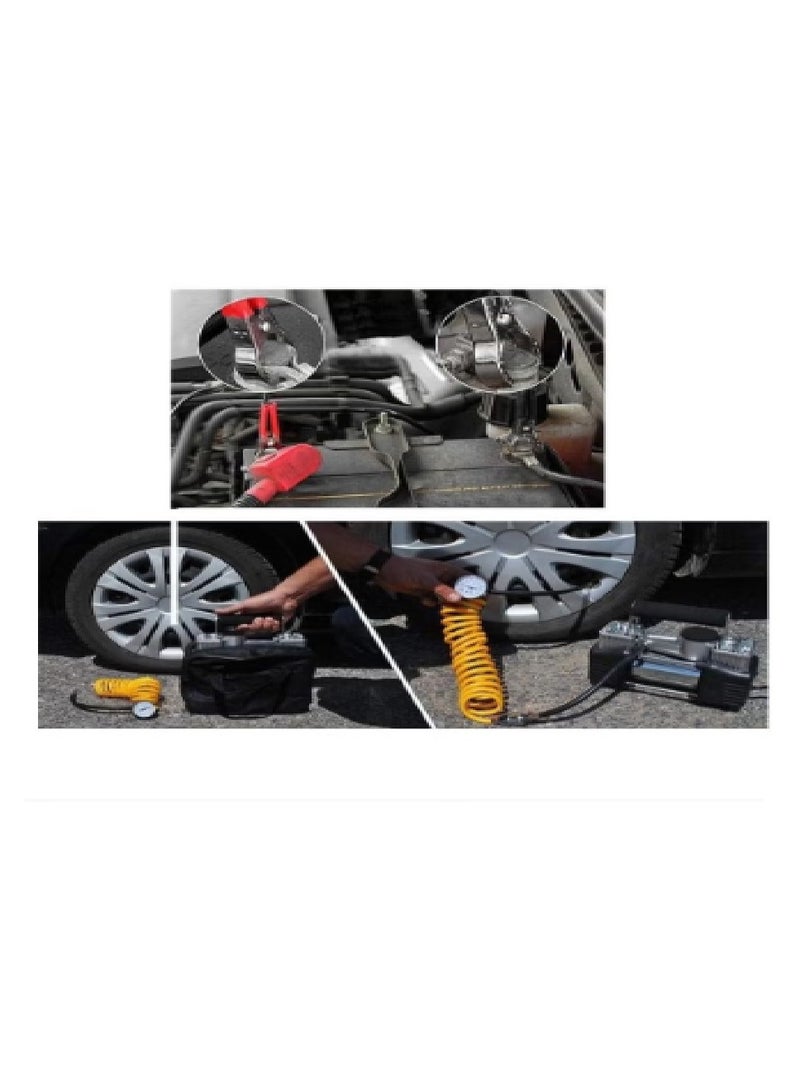 Generic Heavy Duty Double Cylinder 2 Pistum Car Tire Inflator and Compressor with Bag for Easy Carrying and Storage  - Image 3