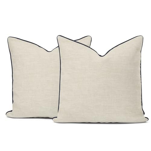 ELYN Linen Pillow Covers Set of 2 Ultra Soft Decorative Throw Pillow Covers 18x18 inches Made with 100 European Flax Linen Perfect for Any Home Living Room or Bedroom Dcor LinenNavy - Image 1