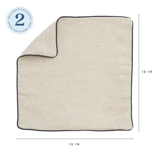 ELYN Linen Pillow Covers Set of 2 Ultra Soft Decorative Throw Pillow Covers 18x18 inches Made with 100 European Flax Linen Perfect for Any Home Living Room or Bedroom Dcor LinenNavy - Image 3