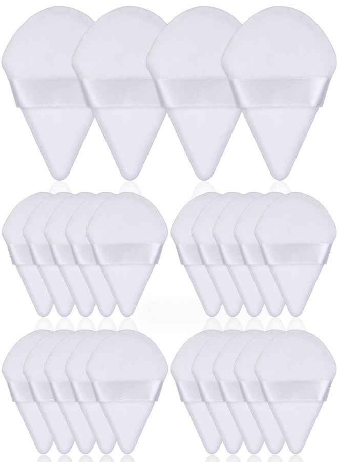 Thrilez 20pcs Triangle Powder Puff, Loose Powder Puffs Makeup Puff for Face Powder, Setting Powder Puff for Make Up, Face Puff Pads for Press Powder, Sponge Powder Applicator for Face and Eye (White) - Image 1