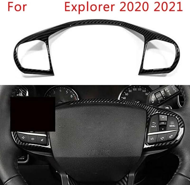 QASULER Carbon Fiber Steering Wheel Control Cover for Ford Explorer 2020 - Image 2