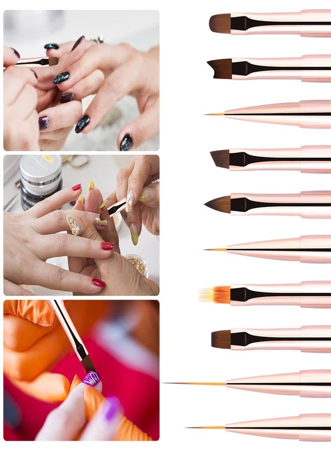 Yasterd Nail Art Brushes Set Double-Ended Nail Art Tools with Nail Extension Gel Brush, Builder Gel Brush, Nail Art Liner Brush and 3D Nail Art Decorations Brush for Salon at Home DIY Manicure Set of 5Pcs - Image 4