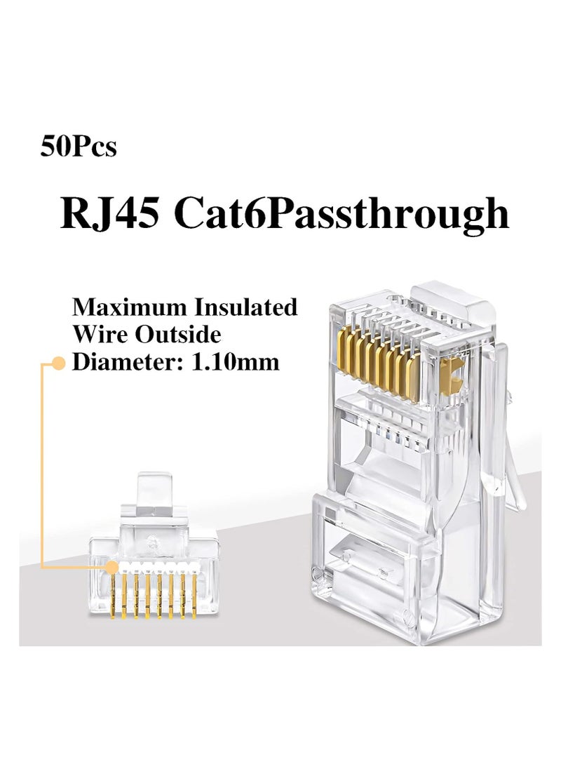 null - SPACE Passthrough Plug Ethernet Cable RJ45 LAN Connector Crystal Unshielded - PACK 50 - Image 1