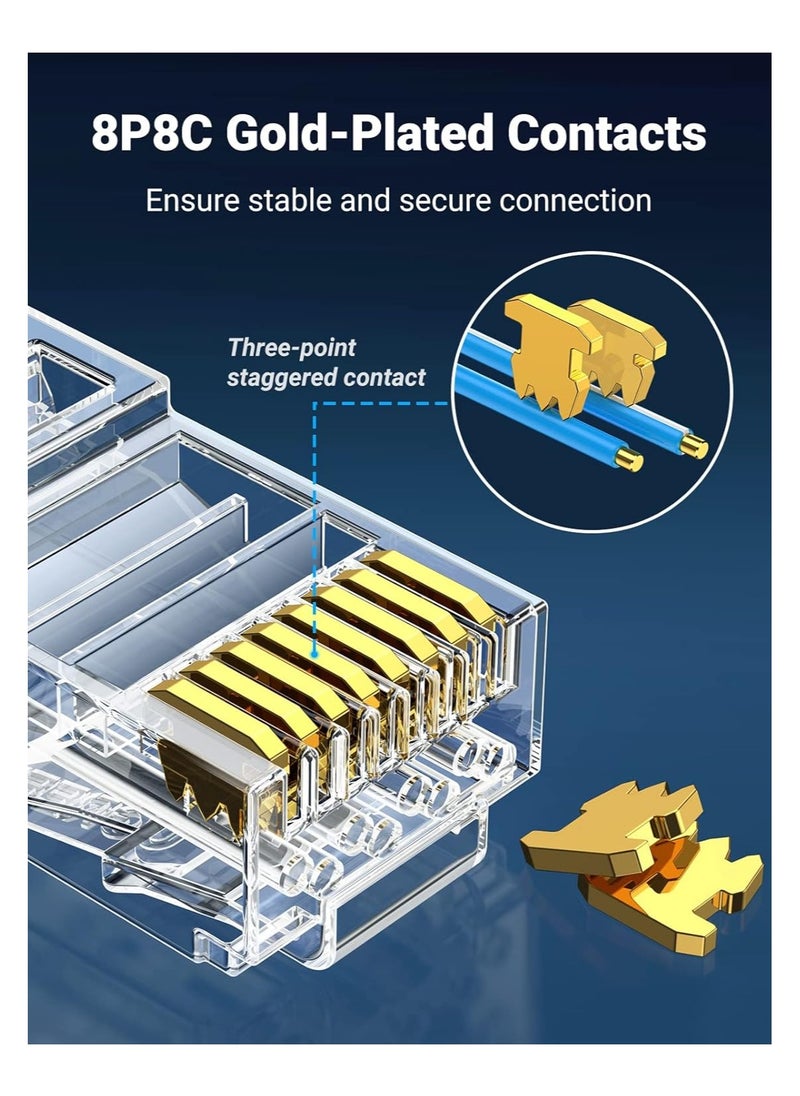 null - SPACE Passthrough Plug Ethernet Cable RJ45 LAN Connector Crystal Unshielded - PACK 50 - Image 1
