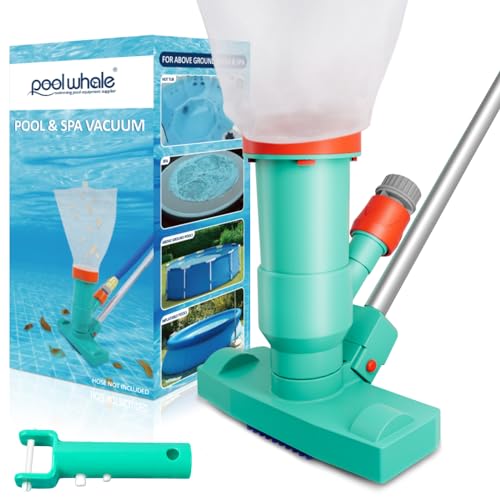 POOLWHALE Premium Pool Vacuum Jet Underwater Cleaner, 3 Scrub Brushes, 2 Fine Mesh Bags, 6 Section Telescopic Pole of 56.5" and Handle - for Above Ground Pools,Spas & Ponds - Image 1