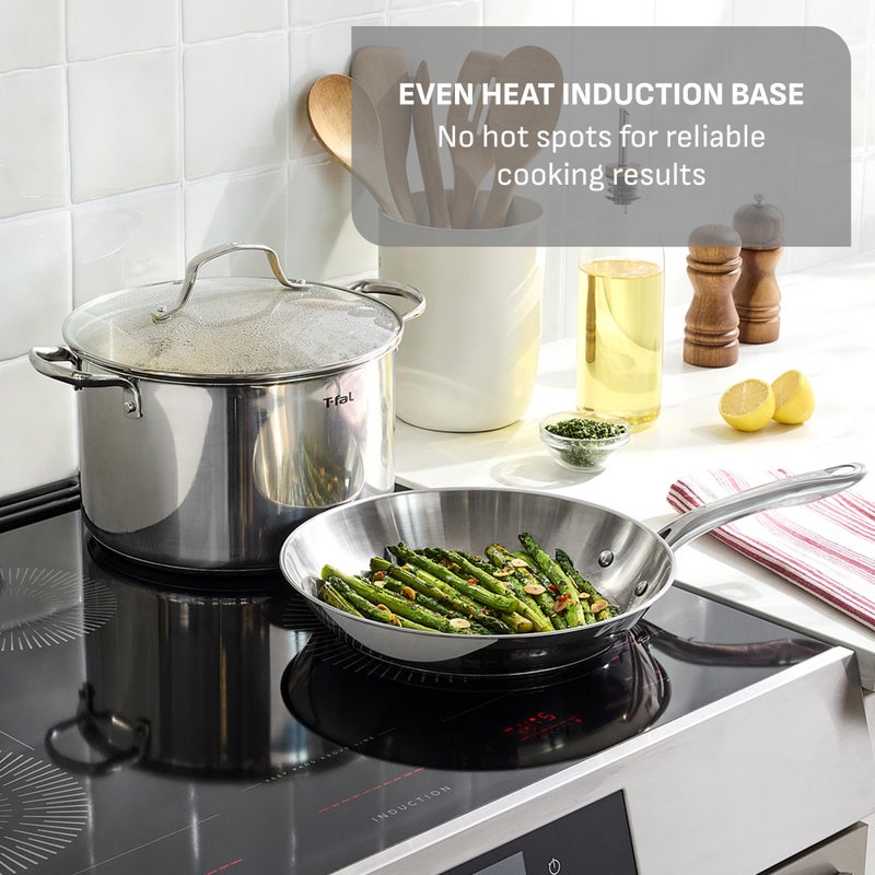 T-Fal Gourmet 11" & 12" Stainless Steel Pan Set, Induction Compatible, Dishwasher Safe, Oven Safe to 500Â°F, Skillet Set, Frying Pans, Silver - Image 4