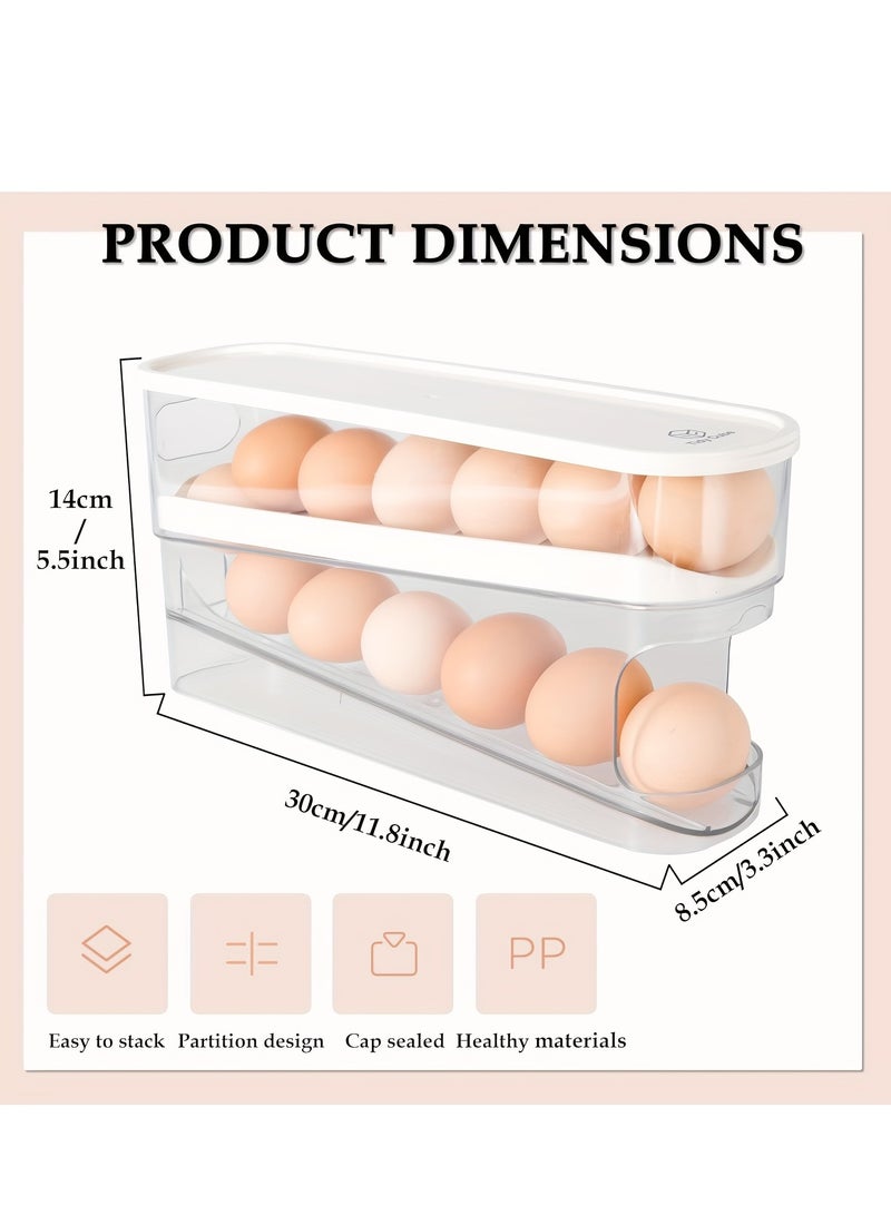 Double layer egg rack, refrigeDouble Layer Automatic Rolling Egg Rack - Refrigerator Egg Storage Organizer, Egg Dispenserrator automatic rolling double layer egg rack, refrigerator egg dispenser. - Image 4