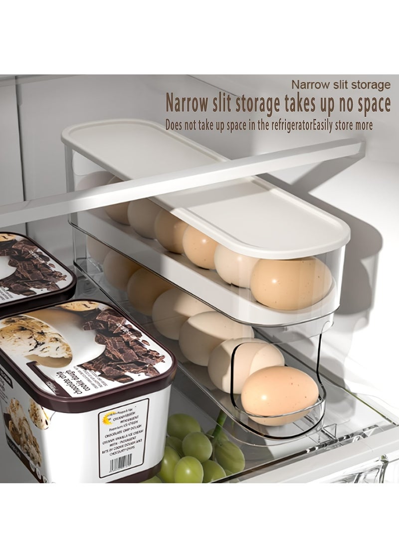 Double layer egg rack, refrigeDouble Layer Automatic Rolling Egg Rack - Refrigerator Egg Storage Organizer, Egg Dispenserrator automatic rolling double layer egg rack, refrigerator egg dispenser. - Image 5