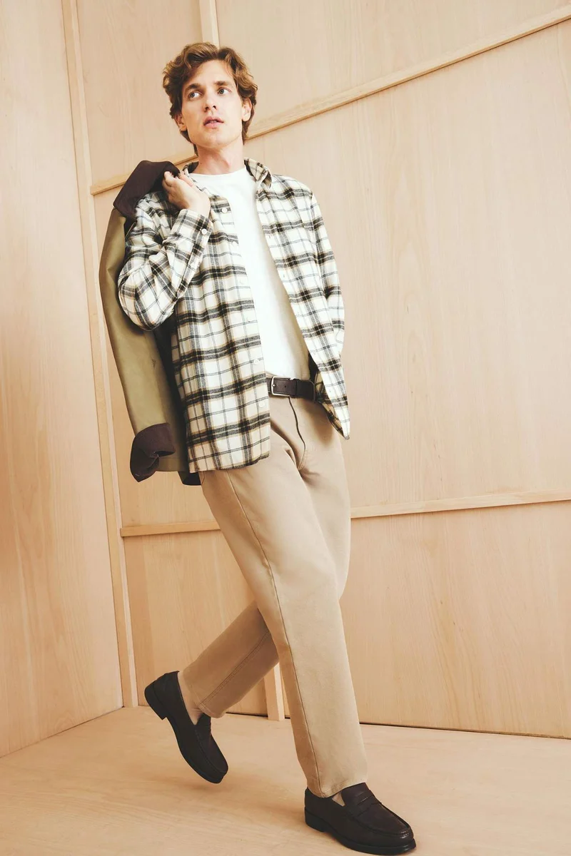 DeFacto Regular Fit Polo Collar Plaid Cotton Long Sleeve Shirt