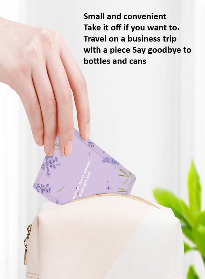 fashionhome 30 Pieces Multipurpose Portable Pure Lavender Herbal Cleansing Wipes Skin Friendly Makeup Remover Cotton Towel for Outdoor Travel 20x15 cm - Image 5
