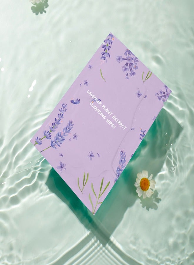 fashionhome 30 Pieces Multipurpose Portable Pure Lavender Herbal Cleansing Wipes Skin Friendly Makeup Remover Cotton Towel for Outdoor Travel 20x15 cm - Image 2