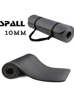 Spall Yoga Mat Non Slip,Yoga Mat with Strap Included 10mm Thick Exercise Mat Yoga and Many Other Home Workouts  - Image 1