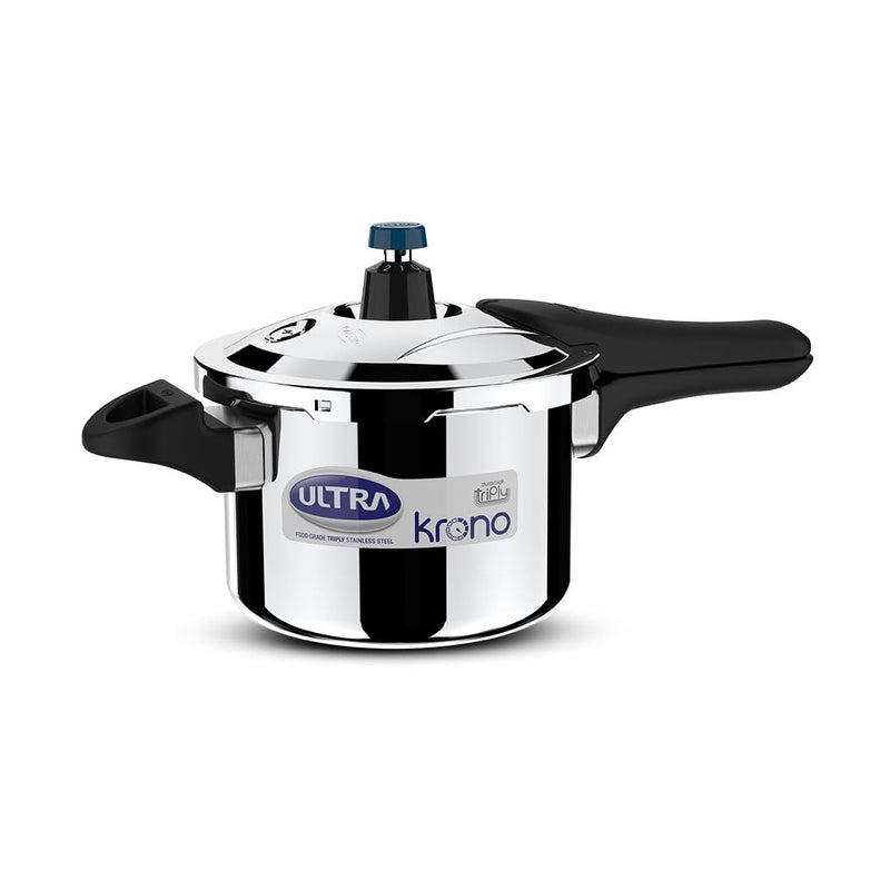 Ultra Triply Krono Pressure Cooker 3 Litre | Whistle Counter | Spillage Control | AISI 304 Food Grade Stainless Steel Cooker | 5 Years Warranty | 1.2 MM Lid Thickness | Induction Compatible - Image 2