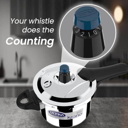 Ultra Triply Krono Pressure Cooker 3 Litre | Whistle Counter | Spillage Control | AISI 304 Food Grade Stainless Steel Cooker | 5 Years Warranty | 1.2 MM Lid Thickness | Induction Compatible - Image 3