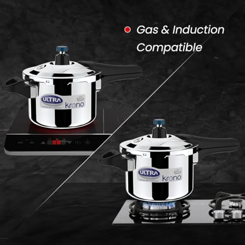 Ultra Triply Krono Pressure Cooker 3 Litre | Whistle Counter | Spillage Control | AISI 304 Food Grade Stainless Steel Cooker | 5 Years Warranty | 1.2 MM Lid Thickness | Induction Compatible - Image 4