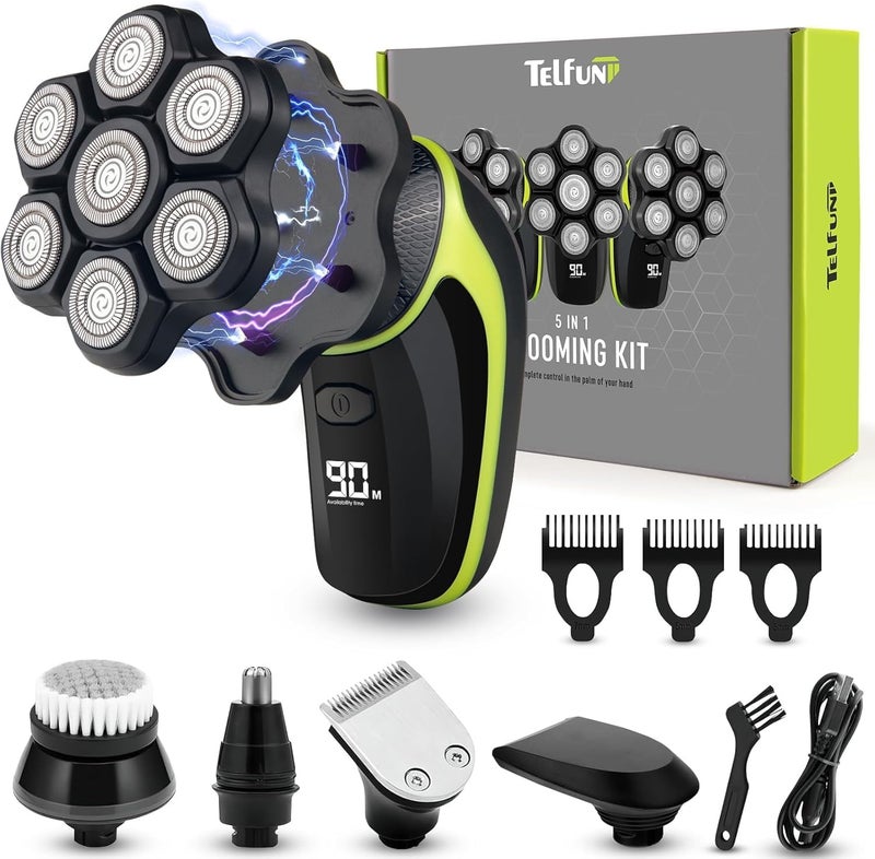 Telfun 7D Head Shaver for Bald Men, Detachable LED Display Dry/Wet IPX7 Waterproof With Type-C Charge - Image 1