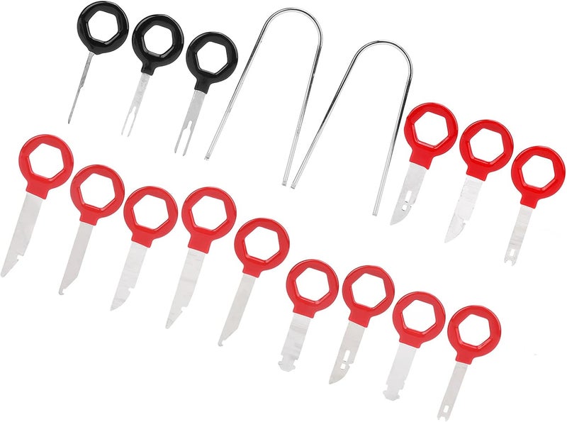klarako Radio Removal Keys, klarako 17pcs Automotive Audio Stereo CD Player Radio Removal Keys Tool Kit Professional Removal Disassembly Tools for Car Stereo Audio - Image 1