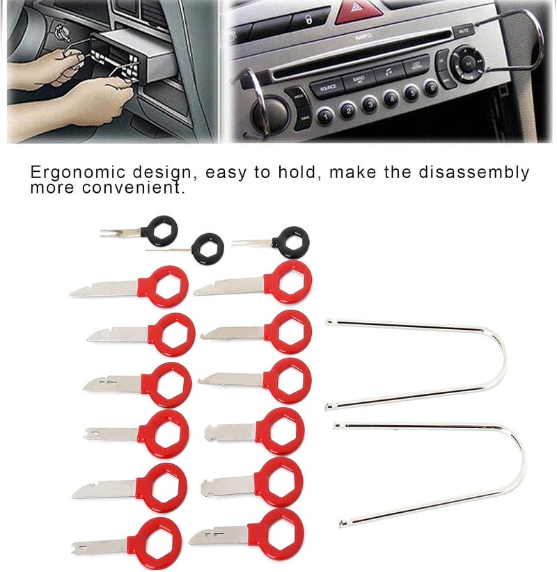 klarako Radio Removal Keys, klarako 17pcs Automotive Audio Stereo CD Player Radio Removal Keys Tool Kit Professional Removal Disassembly Tools for Car Stereo Audio - Image 4