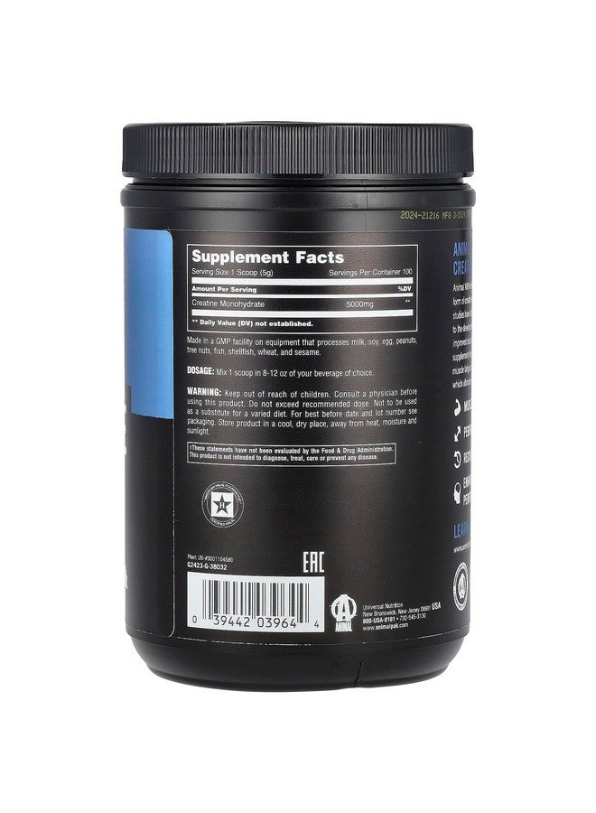 ANIMAL كرياتين حيواني ميكرونيزيد، مسحوق أحادي الهيدرات، بدون نكهة، 1.1 رطل (500 جرام) - Image 2