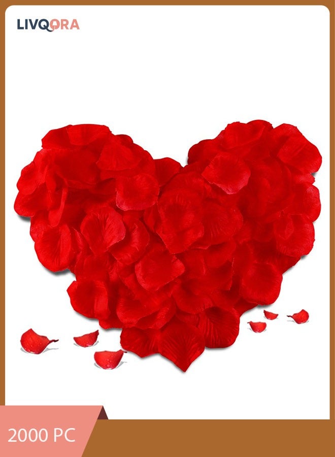 LIVQORA 2000 Pcs Artficial Rose Petals for Wedding Flowers Home Party Romantic Night Anniversary Valentine's Day, Red - Image 1
