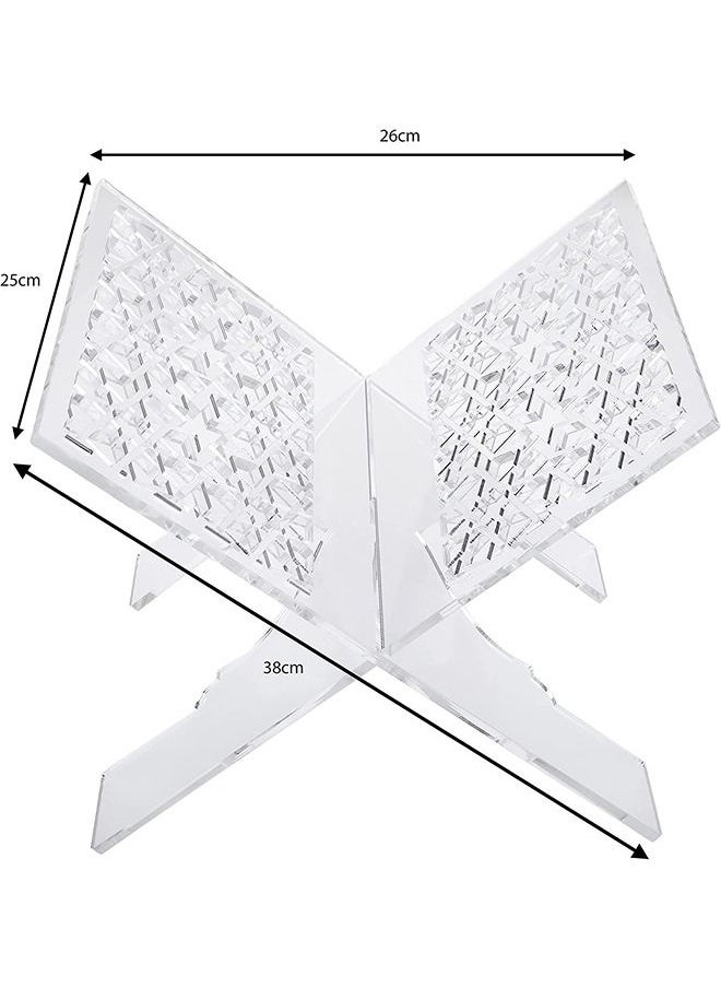 Lamsit Ibdaa - LAMSIT IBDAA - Clear Quran Stand - Transparent Acrylic Holder - Reading Stand for Open and Closed Books, Magazines, Textbooks – Ramadan Gift - Image 1